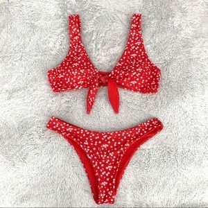 ZAFUL- red and white flower bikini